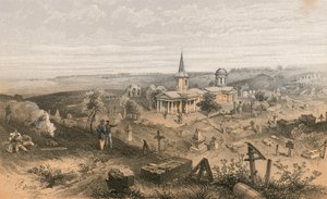 Quarantine Cemetery and Church with French Battery No 50 by William Crimea Simpson
