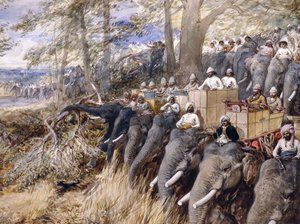 The Prince of Wales in the Terai Beating the Jungle with Sir Jung Bahadur Rana by William Crimea Simpson