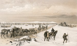 The camp of the 1st Division, looking north towards the camp of the 2nd Division, the Heights of Inkermann in the distance by William Crimea Simpson