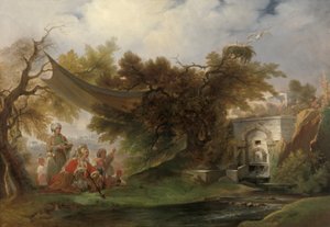 Indian Landscape with Figures near a Stream by William Daniell
