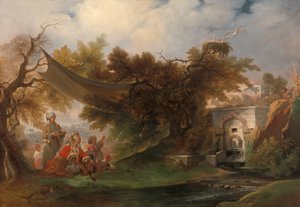 Indian Landscape with Figures Near a Stream by William Daniell