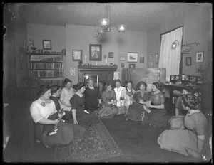 Harriet E. Hassler with a group of young women, 206 W. 13th Street, New York