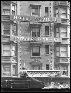 Sign for the Hotel Sevillle on 29th Street, New York City, July 29, 1916 by William Davis Hassler