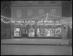United Electric Light and Power Company Storefront Decorated for 