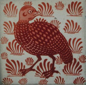 Tile with partridge design