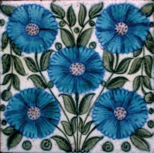 Tile with Persian Style Floral Design