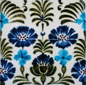Tile with Persian Style Floral Design