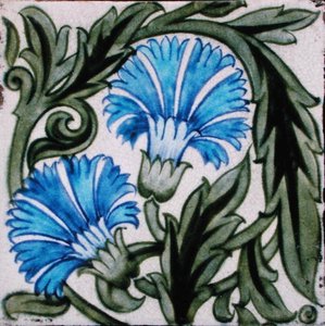 Tile with floral design