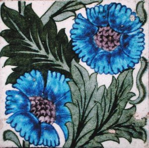 Tile with floral design