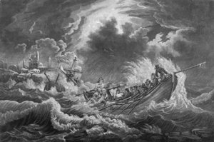 Lifeboat in the Act of Saving Part of the Crew of a Ship