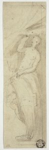 Female Figure Pulling Aside Curtain by William Etty