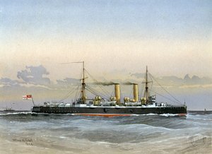 HMS Blenheim, Royal Navy 1st Class Cruiser by William Frederick Mitchell