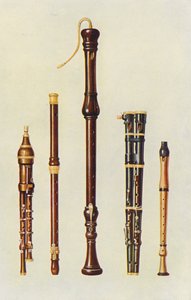 Musical instruments: Two double flageolets, a German flute, and two flutes douces by William Gibb