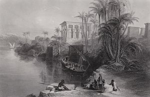 Scene on the River Nile at Philae, Above Syene by William H. Bartlett