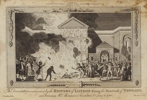 The devastations occasioned by the rioters of London firing the new gaol of Newgate by William Hamilton