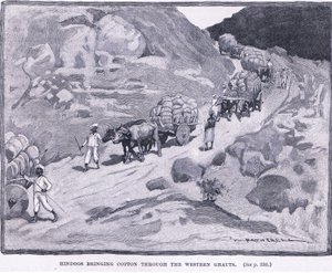 Hindus bringing cotton through the Western Ghauts 1862 AD