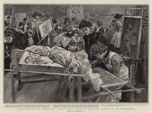 Preparing for the Coronation, making Royal Robes at the Royal School of Art Needlework by William Hatherell
