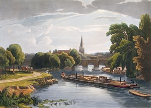 Abingdon Bridge and Church, engraved by Robert Havell the Younger, published 1818