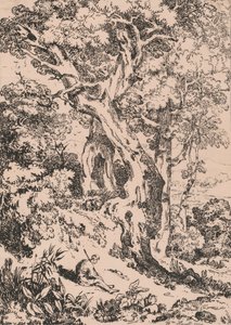 Study of Trees and Scrubs with Seated Male Figure by William Havell