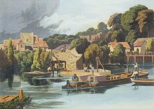 Wallingford Castle in 1810 During Bridge Repairs, Engraved by Robert Havell the Younger, Published 1818 by William Havell
