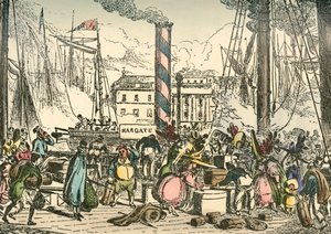 Getting on Board the Margate Steam Packet at London Bridges Wharf, 1838