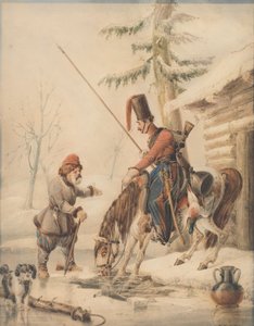Russian Cossacks at a Boathouse on the Banks of the Don