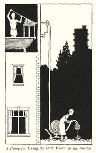 A Pump for Using the Bath Water in the Garden by William Heath Robinson