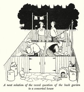 A neat solution of the vexed question of the back garden to a converted house by William Heath Robinson