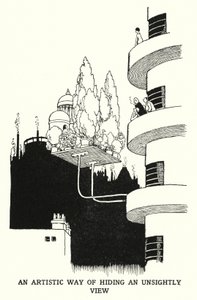An Artistic Way of Hiding an Unsightly View by William Heath Robinson