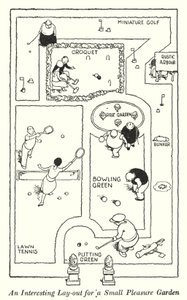 An Interesting Layout for a Small Pleasure Garden (lithograph) by William Heath Robinson