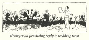 Bridegroom practising reply to wedding toast by William Heath Robinson