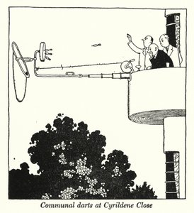 Communal Darts at Cyrildene Close by William Heath Robinson