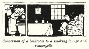 Conversion of a Bathroom to a Smoking Lounge and Sculleryette by William Heath Robinson