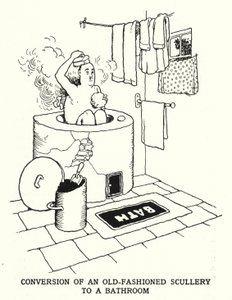 Conversion of an Old-Fashioned Scullery to a Bathroom by William Heath Robinson