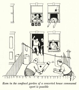 Even in the Confined Garden of a Converted House Communal Sport is Possible by William Heath Robinson