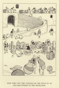 How they put the tartans on the kilts in an old kilt-works in the Highlands by William Heath Robinson