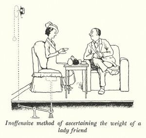 Inoffensive method of ascertaining the weight of a lady friend by William Heath Robinson
