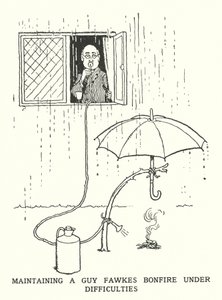 Maintaining a Guy Fawkes Bonfire Under Difficulties by William Heath Robinson