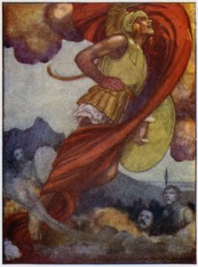 Mars, like a thunder-cloud, swept upwards through the sky to Olympus by William Heath Robinson