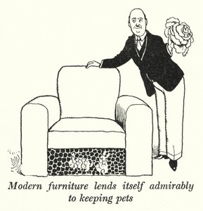 Modern furniture lends itself admirably to keeping pets by William Heath Robinson