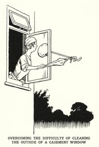 Overcoming the Difficulty of Cleaning the Outside of a Casement Window by William Heath Robinson