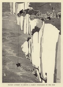 Plucky attempt to rescue a family overtaken by the tide by William Heath Robinson