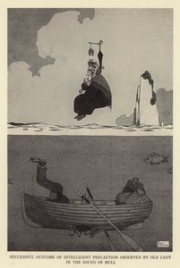 Successful outcome of intelligent precaution observed by old lady in the sound of mull by William Heath Robinson