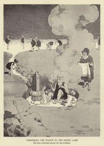 Tempering the water to the shorn lamb, the new waterside geyser for the holidays by William Heath Robinson