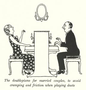 The Doublepiano for Married Couples, to Avoid Cramping and Friction When Playing Duets by William Heath Robinson