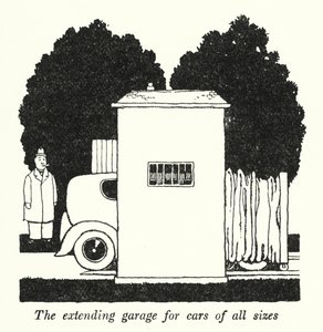 The Extending Garage for Cars of All Sizes by William Heath Robinson