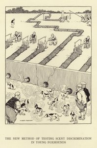 The new method of testing scent discrimination in young foxhounds by William Heath Robinson