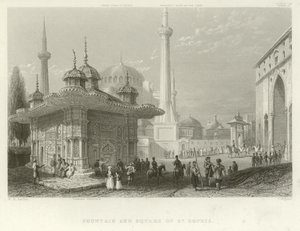 Fountain and Square of St Sophia, Constantinople by William Henry Bartlett