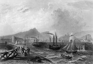 Leith Pier and Harbour, engraved by Robert Wallis, c.1820 by William Henry Bartlett