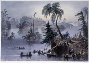 Scene among the Thousand Isles: Camp and Boats, Thousand Islands - in 